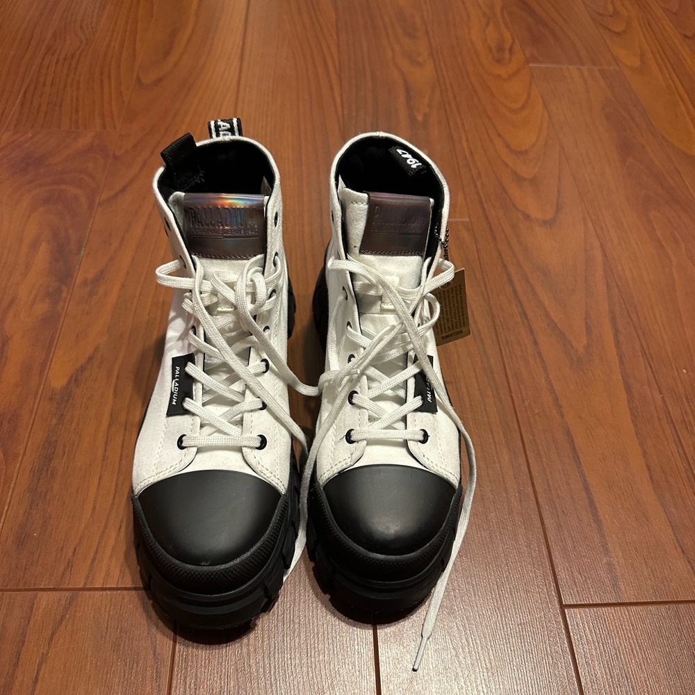 Palladium White and Black Ladies Boots